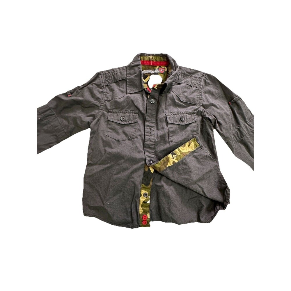 Baby Sovereign Code military style camo front pocket navy button top sz 4T
